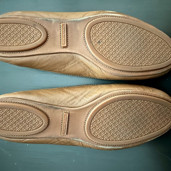 Tory Burch Minnie Ballet Flats, Royal Tan and Gold, Size 9, Great Condition! - Picture 5 of 6